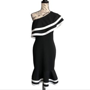 Quiz black & White One Shoulder Dress New with Tag